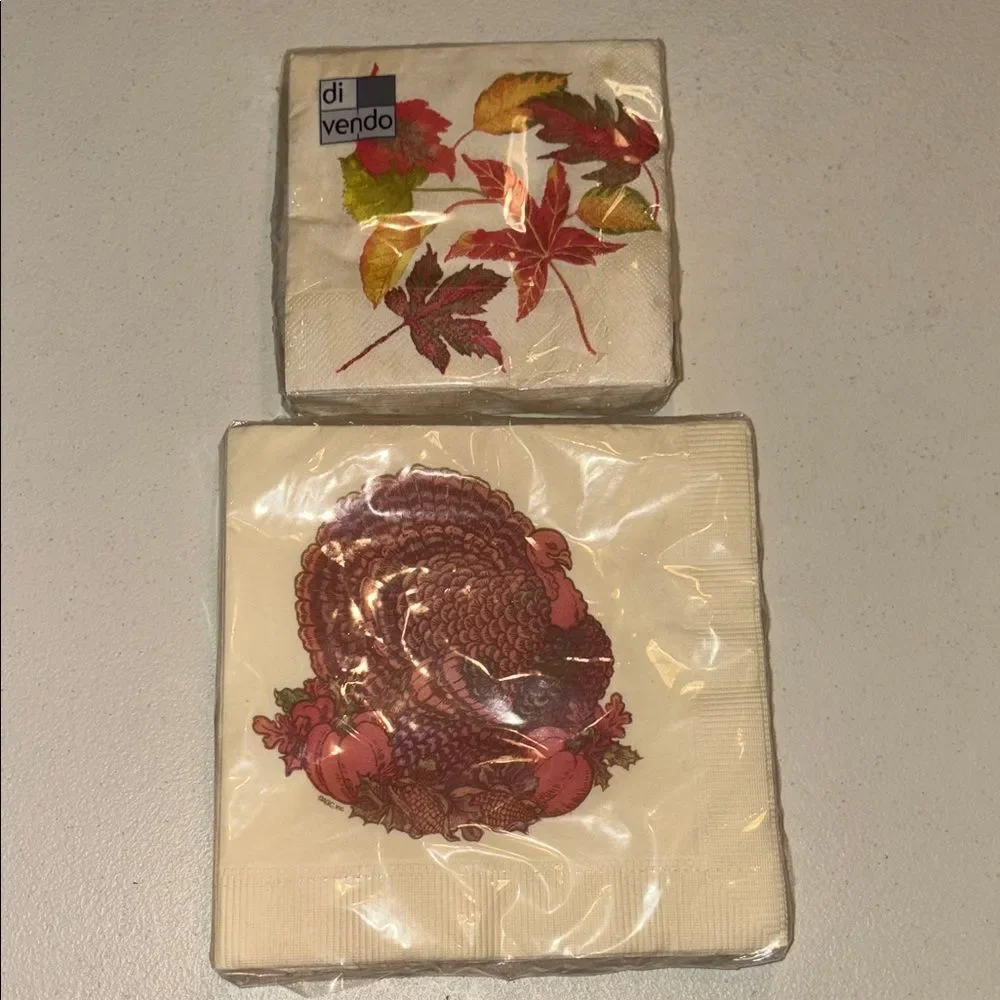 Vintage Fall Leaves and Turkey Napkins